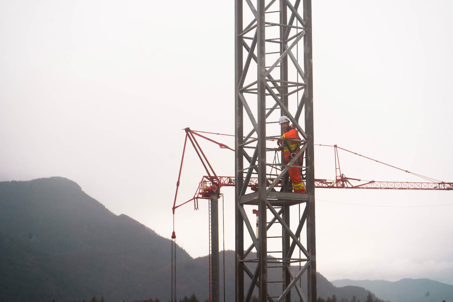 tower crane rescue in progress in Squamish BC